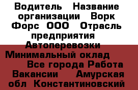 Водитель › Название организации ­ Ворк Форс, ООО › Отрасль предприятия ­ Автоперевозки › Минимальный оклад ­ 42 000 - Все города Работа » Вакансии   . Амурская обл.,Константиновский р-н